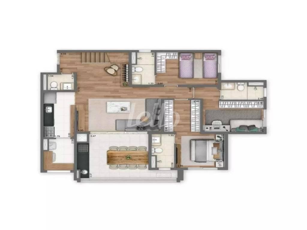 PLANTA de Apartamento cobertura - Padrão com 215 m² em Parque São Jorge - São Paulo